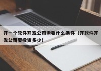 开一个软件开发公司需要什么条件（开软件开发公司要投资多少）