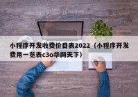 小程序开发收费价目表2022（小程序开发费用一览表c3o华网天下）